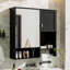 Armoire de miroir de salle de bain moderne 29 po x 28 po - hauteur de tablette réglable, matériaux, support mural noir, tablette, miroir-592508011