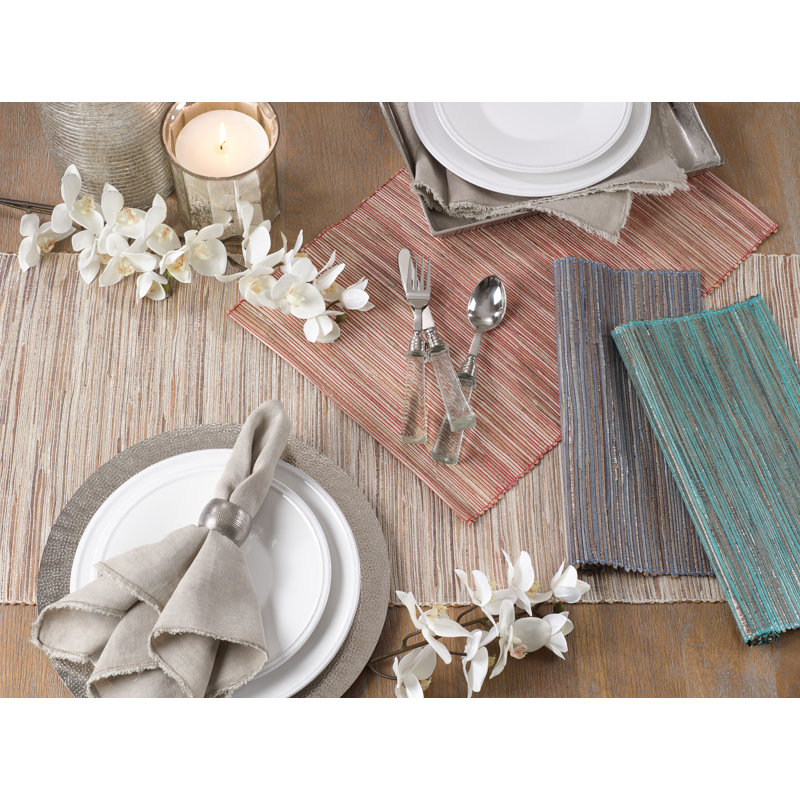Beige Woven Ramie Coastal Table Runner, 14"x90"
