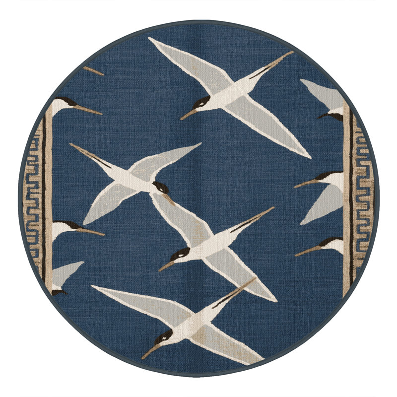 Washable Arctic Tern Birds Area Rug, Round 6'
