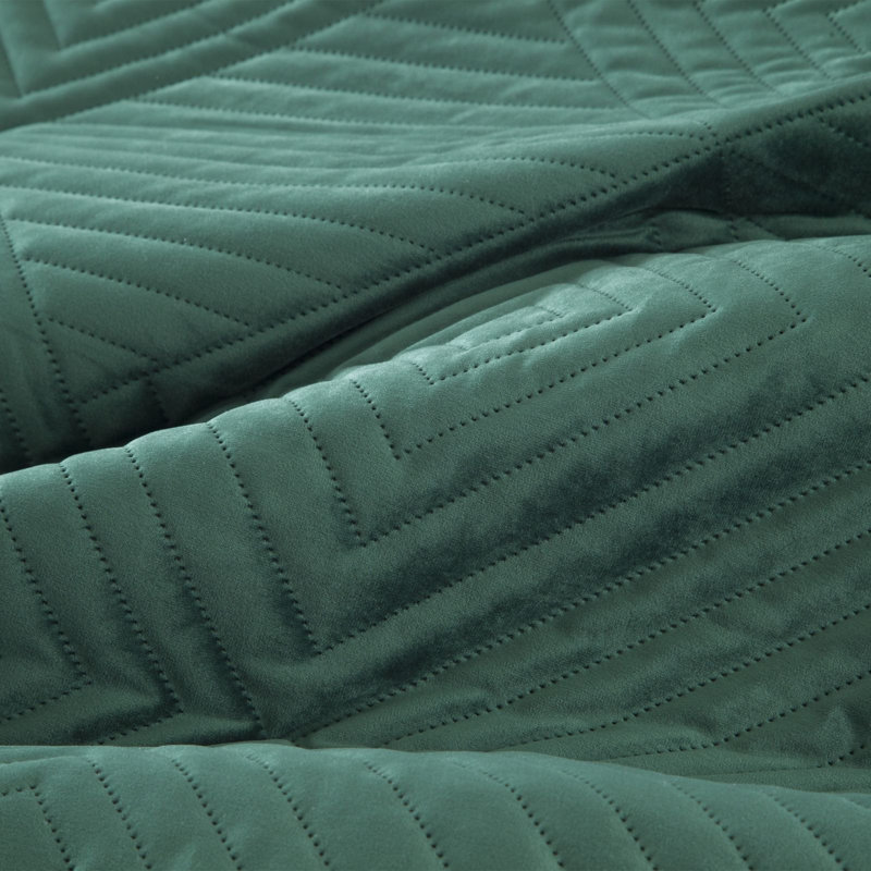 Garan Polyester Geometric Shapes Bedspread, 230 x 260 cm, Dark Green