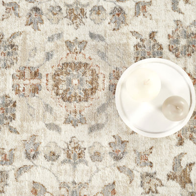 Abani Rugs Giavonnie ALA130A Traditional Ivory Beige Vintage Floral Medallion Area Rug