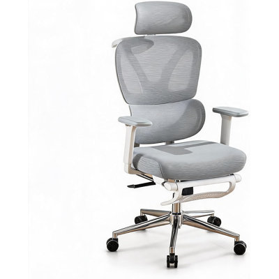 Chaise de bureau ergonomique, chaise d'ordinateur avec appui-tête rembourré réglable, soutien lombaire et accoudoirs 3D, chaise de jeu pour chambre, bureau, étudiant, assise large, grise