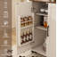 Chariot d'îlot de cuisine blanc avec plateau pliable et abattant - barre de petit-déjeuner mobile sur roulettes avec plateau en bois et rangement
