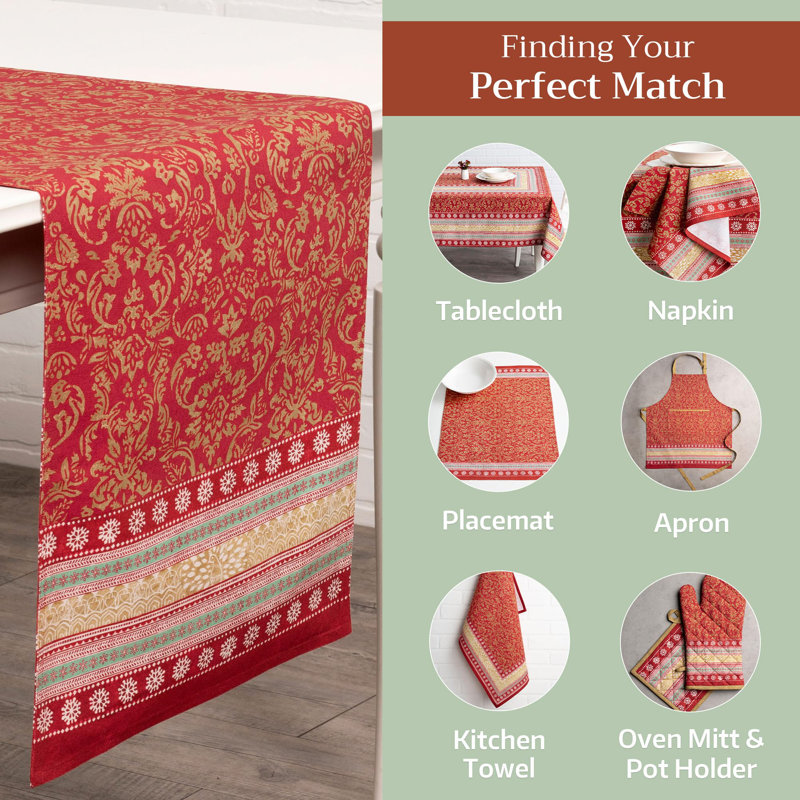 Maison d'Hermine Sofia 100% Cotton Table Runner - Double Layer - 14.5" x 108", 108" L x 14.5" W