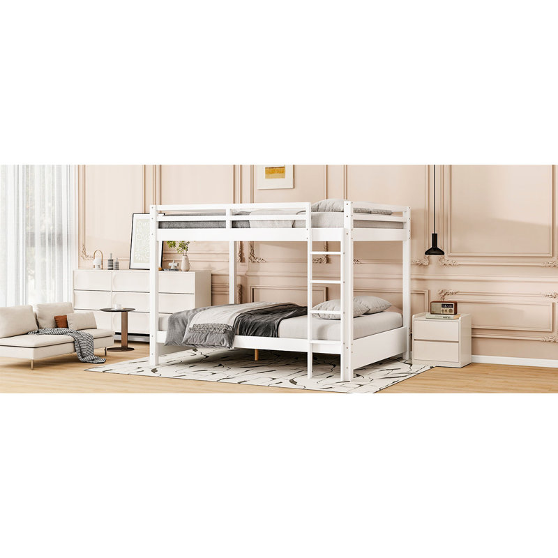 Queen White Bunk Bed , Pine And Build, , No Box Spring, Easy Assembly Process