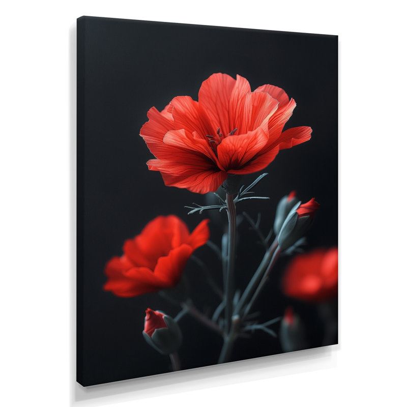 Red Red Vintage Vibe Marigold Photo - impression d'art mural souci, Toile tendue, H 16 po x l 32 po