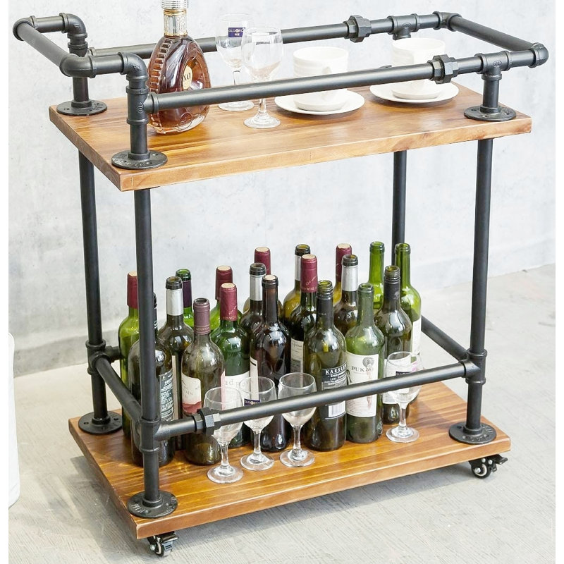 Chariot-bar en bois massif Jorim