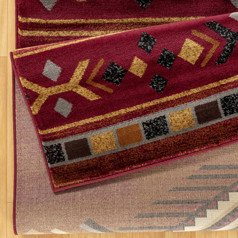 Tapis tribal rouge Sud-Ouest Tribes, Rectangle 7 pi 10 po x 10 pi 3 po