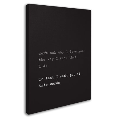 « pourquoi i love you », art textuel sur toile tendue