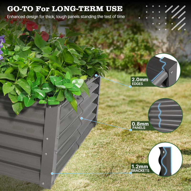 4X4X1.5 Ft Galvanized Raised Garden Beds Outdoor, Square Metal Planter Box For Planting Vegetables Flowers Herb, Anti-Rust & Easy-Setup, Quartz Grey