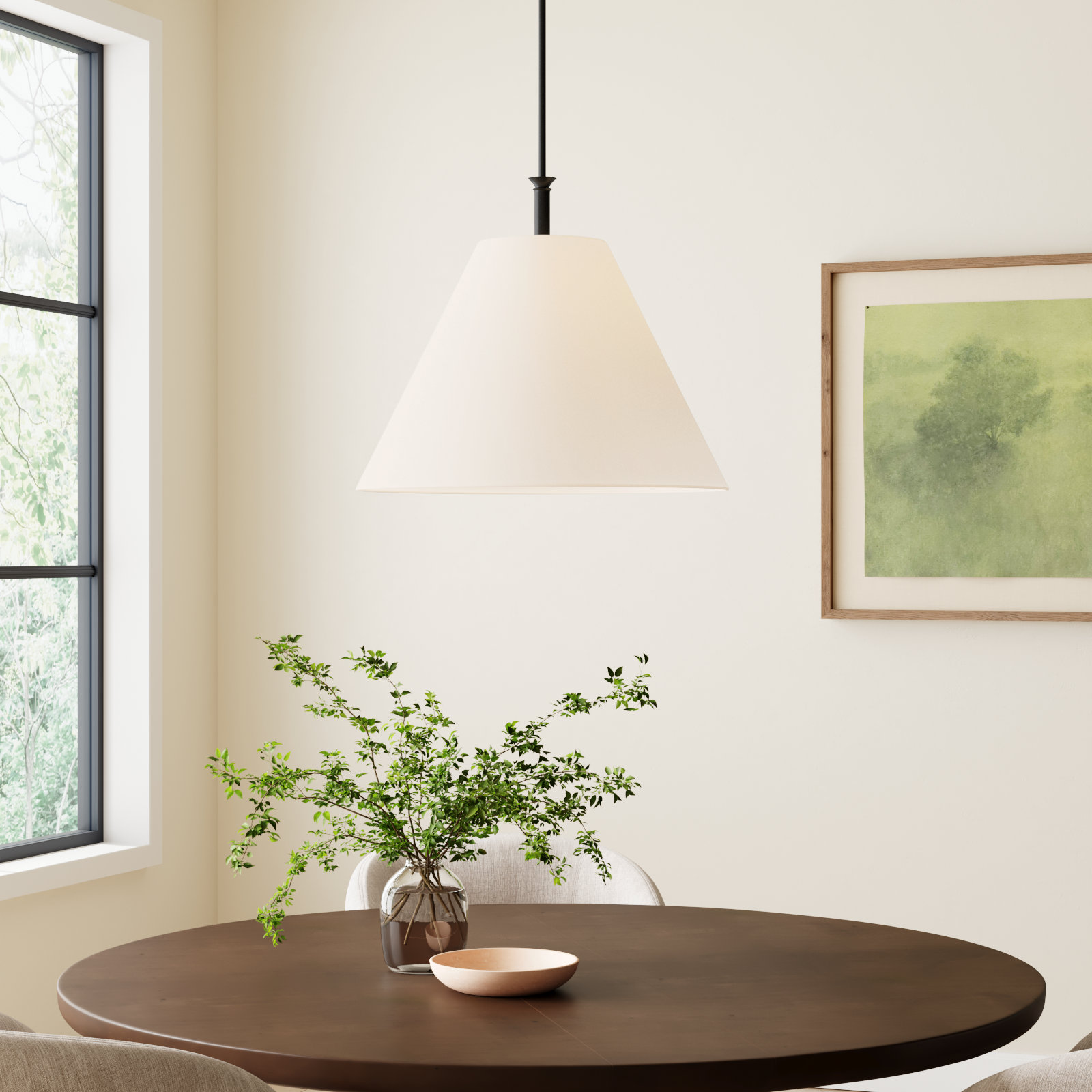 Greta Lrg Linen Pendant Light by Hinkley, Black