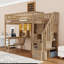 Lit mezzanine simple avec bureau intégré, DEL, tablettes et armoires-1179492964