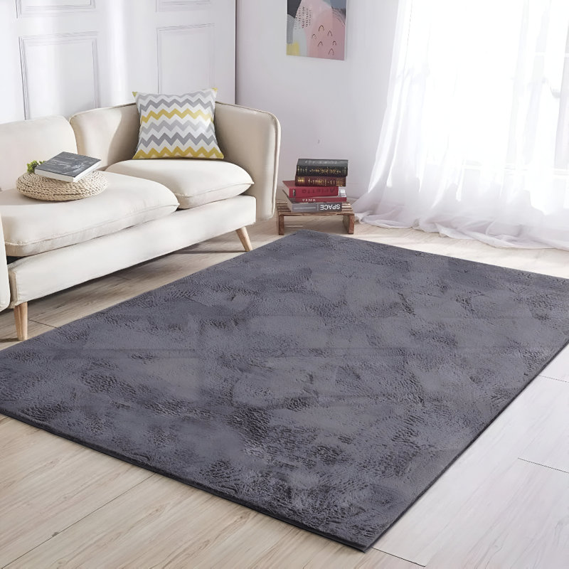 Chic Light Grey Faux Fur Shag Area Rug - Cloud Soft Throw for Modern Decor, Rectangle 120 x 170 cm