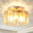 Modern 3-Light Amber Glass Shade Flush Mount Ceiling Light Fixture