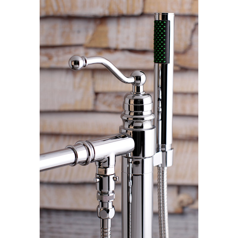 Robinet de baignoire autoportant à 1 trou avec douche à main Kingston Country, Chrome