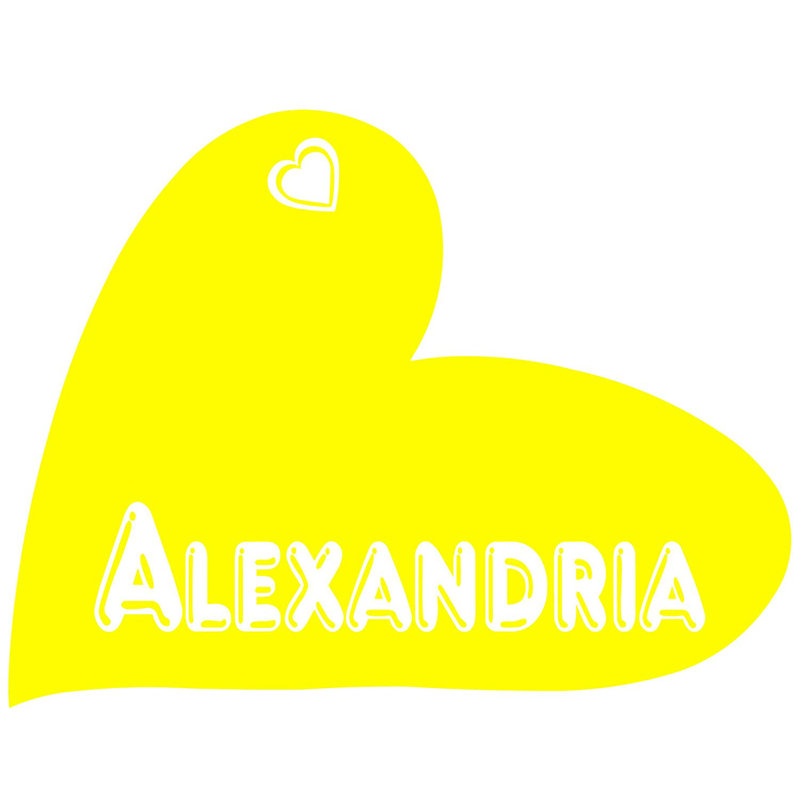 Décalcomanie murale personnalisée avec coeur Wheaton, Jaune, H 17 po x l 22 po x P 0,01 po, Oui