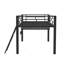Lit mezzanine avec bureau Gaming, DEL, simple, noir