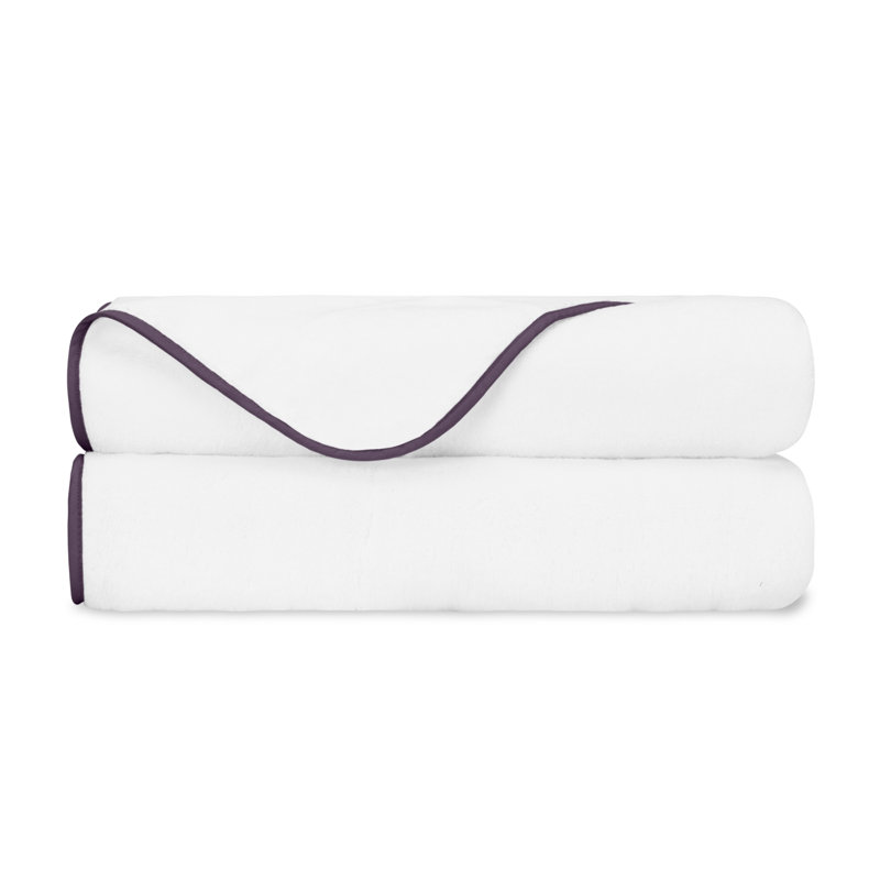 Bodrum 2-pc Bath Towel Set, White/Purple