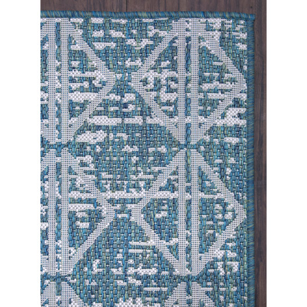 Dakota Fields Rectangle Vintage Teal Blue Indoor/Outdoor Area Rug ...