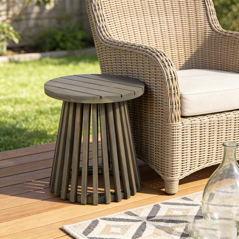 Table d'appoint d'extérieur en bois d'acacia, Gris