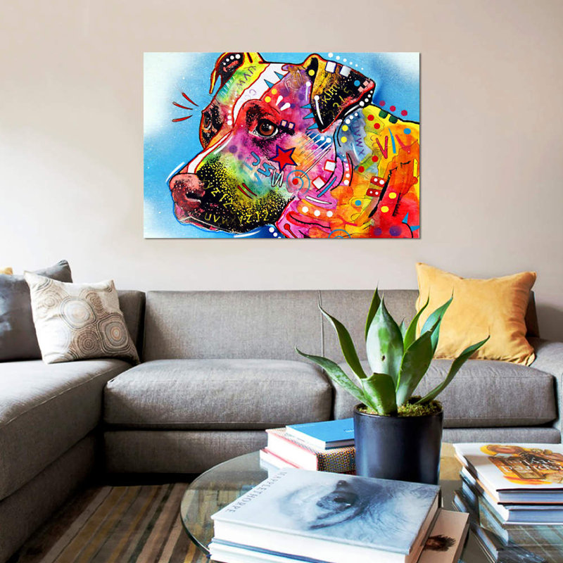 « pit bull », reproduction d’impression sur toile tendue Dean Russo, H 8 po x l 12 po x P 0,75 po, Toile tendue, Pas de tapis