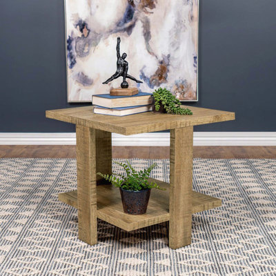 Table de bout moderne avec plateau en pierre et cadre doré - 2 tiroirs