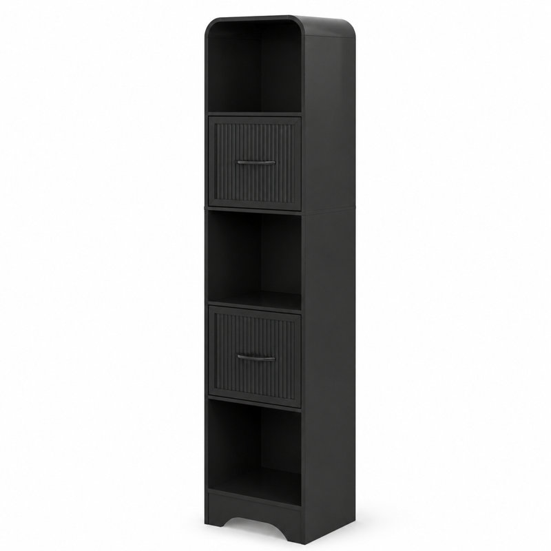 Bibliothèque moderne 70 "avec 2 bacs réglables, bibliothèque en bois pour appartement de bureau, noir, Noir