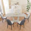 Ensemble de table de salle à manger extensible de 62,99 à 78,74 po pour 2 à 8 personnes, équipé de 6 chaises de salle à manger rembourrées en tissu polyuréthane épais, d'une table de salle à manger spacieuse, d'une table et de chaises de cuisine, avec des pieds en U-35951130-35951131