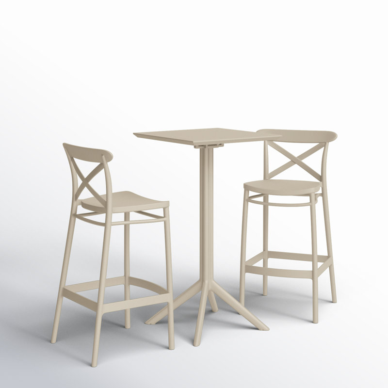 2 - Person Patio Dining Set with Square Table, Taupe