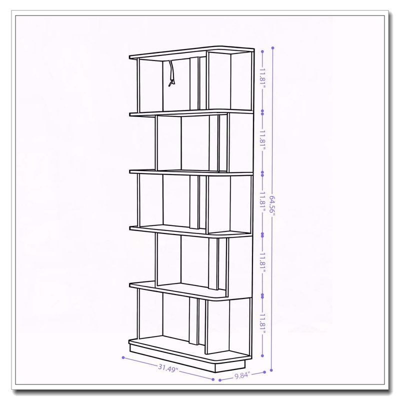 Bibliothèque de rangement ouverte à 5 niveaux L 31,5 "x H 64,56", Rouge sang de bœuf