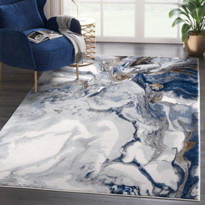 Seema REG140A Abstract Grey Blue Area Rug