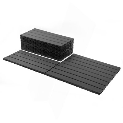 24 pièces de carreaux de terrasse extérieure gris foncé, carreaux de sol à emboîtement bricolage, carreaux de patio faciles à installer, adaptés aux balcons intérieurs et extérieurs près de la piscine GRIS FONCÉ
