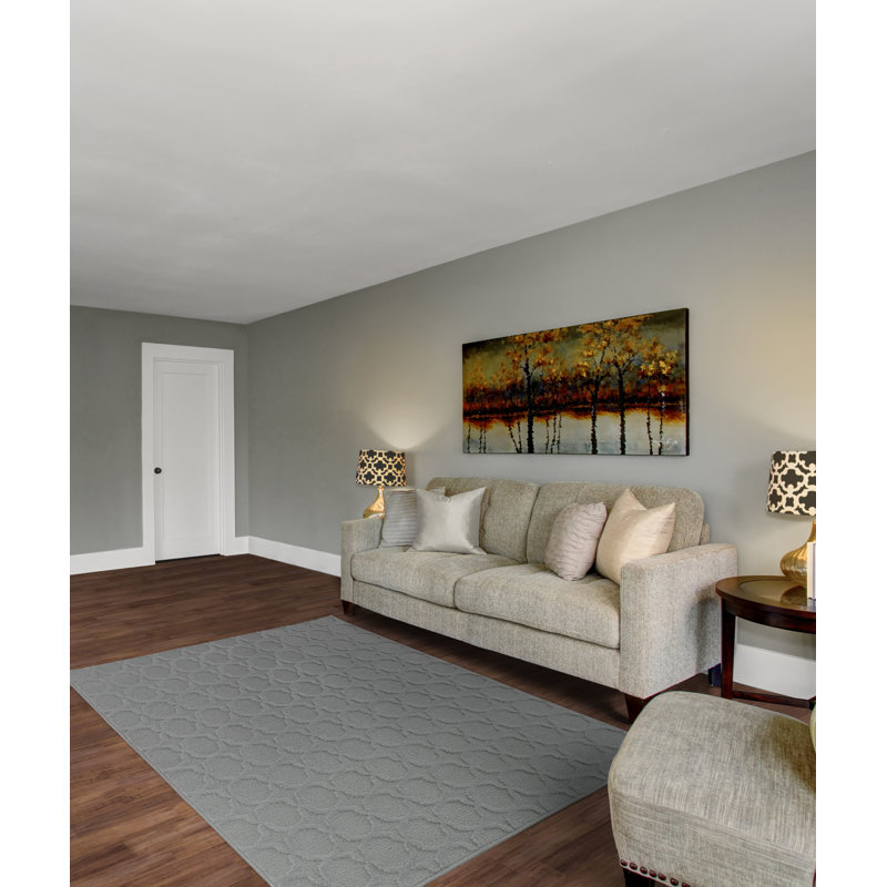 Togut Non-Slip Polypropylene Silver Area Rug, Square 12'