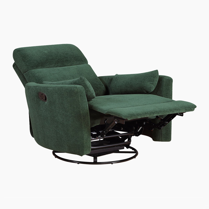 Cossey 35" Modern & Contemporary Textured Microfiber Swivel Glider Reclining Chair with 360-Degree Swivel, Gentle Gliding Motion