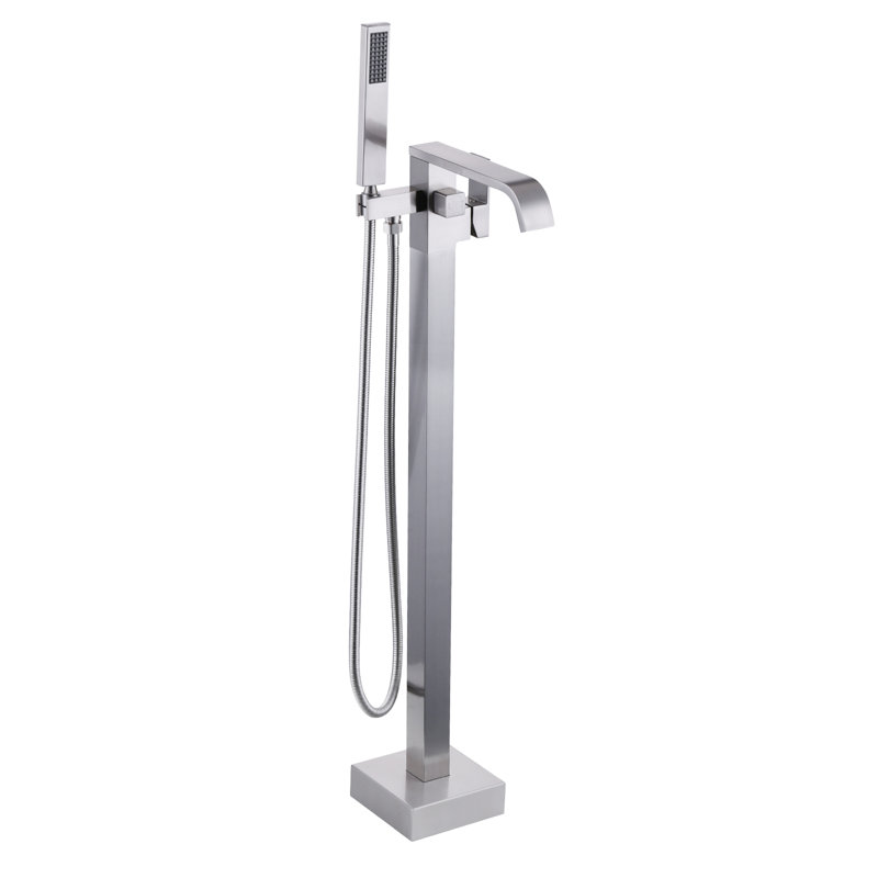 Single-handle Waterfall Freestanding Tub Faucet With Handheld Shower In. Brushed Nickel, Brushed Nickel
