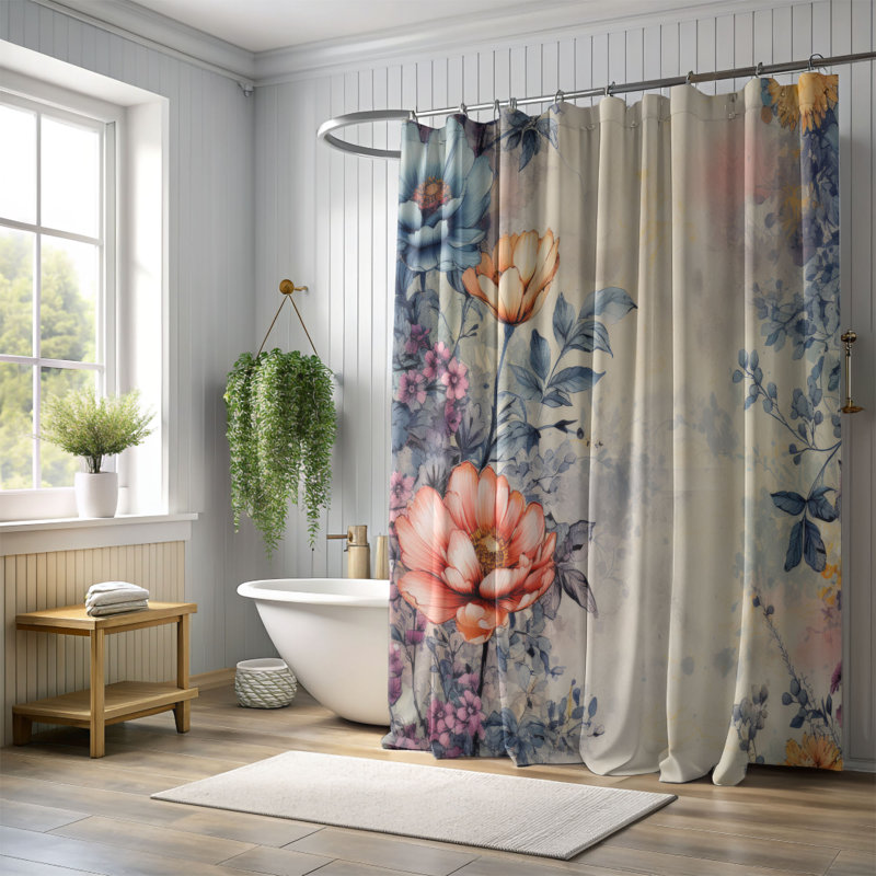 Rideau de douche Tarnished Petals - Premium, H 74 po x l 71 po