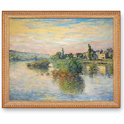 Banks of the Seine at Lavacourt by Claude Monet Framed,Image World Classic Reproductions For HomeDecor,Vintage Pattern Gold Frame