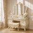Ensemble coiffeuse avec miroir et banc Platine de Royale - Champagne