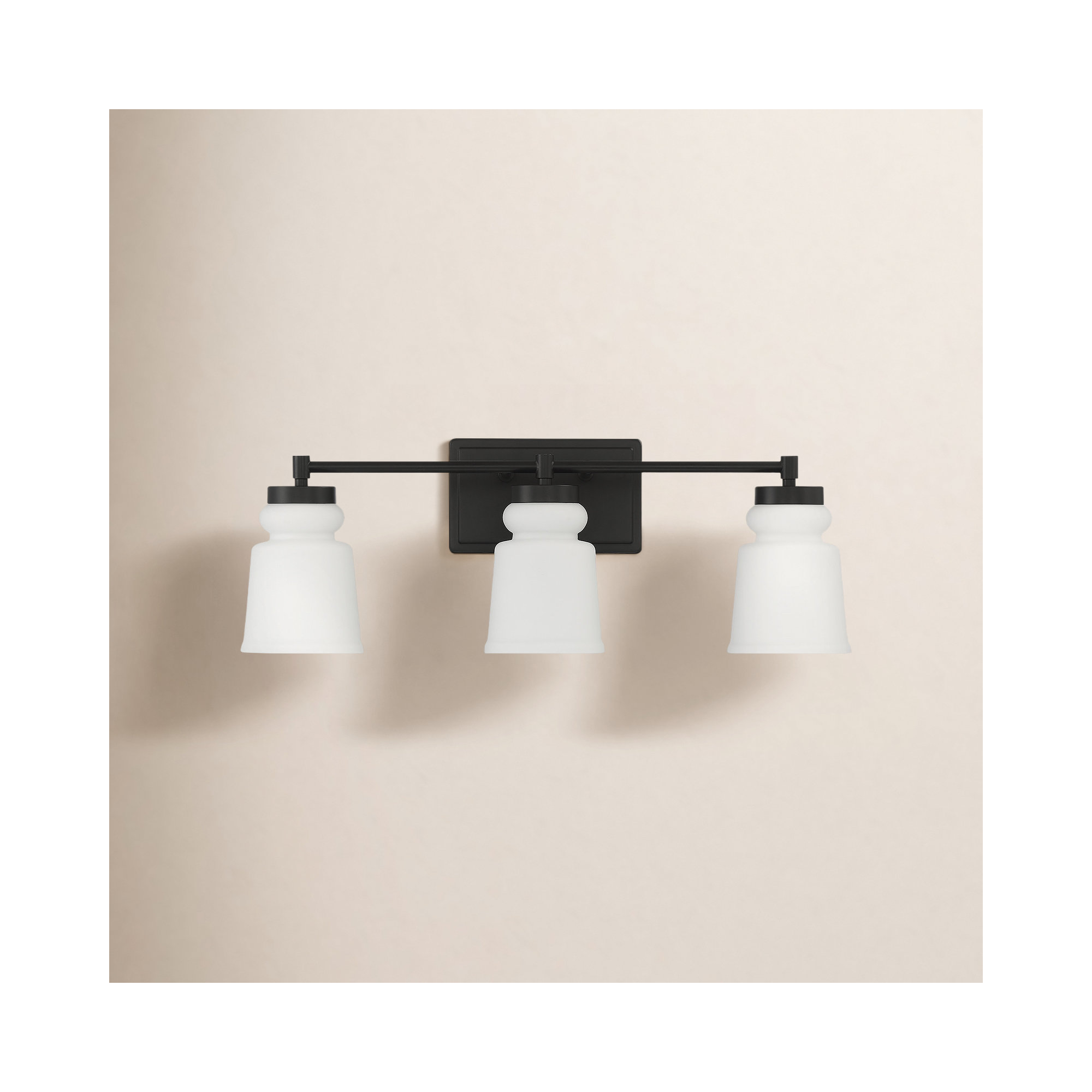Gruene 3 Light Frosted Dimmable Vanity Light, Matte Black