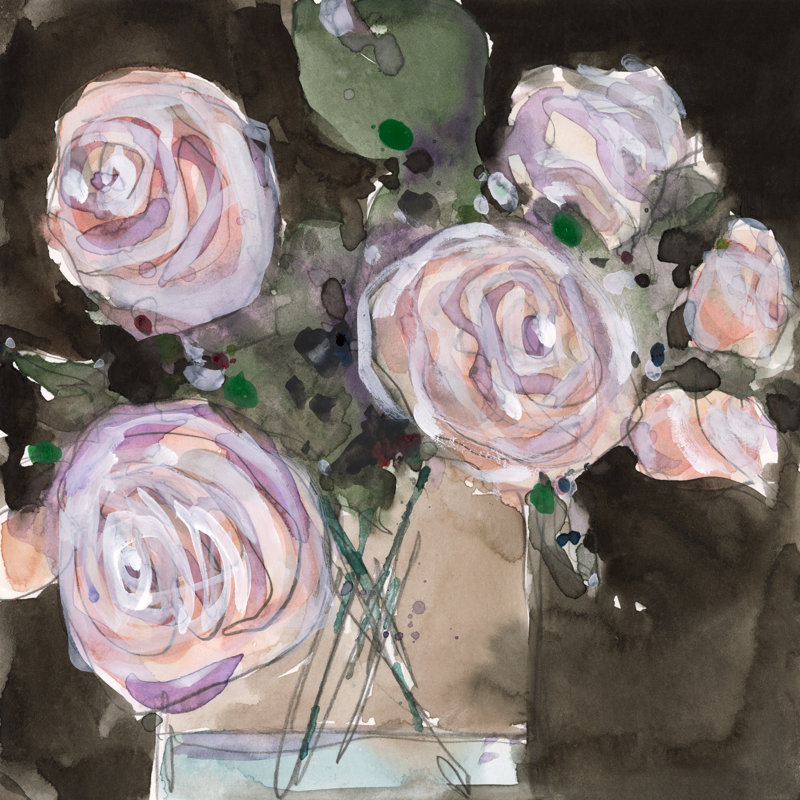 «Rose Clippings I» par Samuel Dixon - peinture sur toile tendue, H 36 po x l 36 po