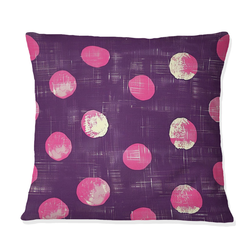 Coussin Magenta Glam Poka Dots II - Glam, H 16 po x l 16 po
