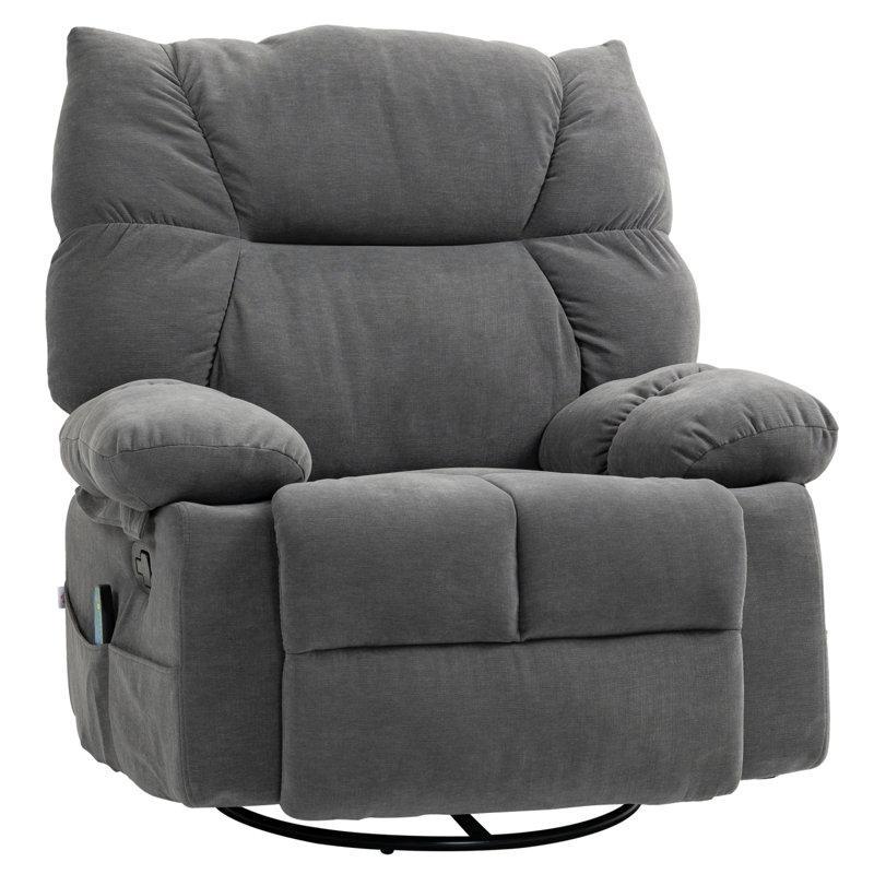 Vibration Massage Chair Recliner With Heat, Oversized Swivel Rocker Chair, Single Sofa, Teddy Fabric Manual Recliner Chair With Footrest, Remote, And 4 Side Pockets
