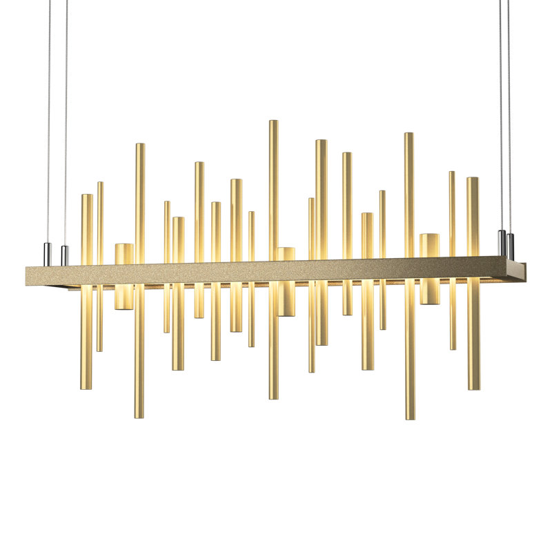 Luminaire suspendu linéaire à 1 lumière DEL pour ilot de cuisine Cityscape, Laiton moderne, Or doux
