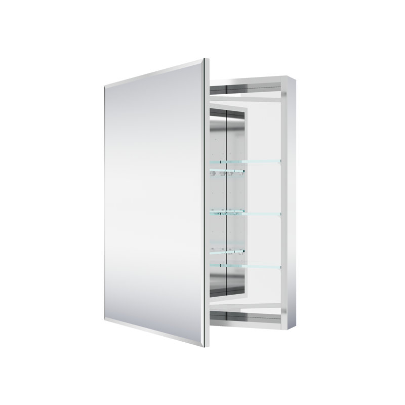 24''W x 30" H Recessed or Surface Mount Bathroom Mirror Beveled Medicine Cabinet  With Adjustable Glass Shelves, Left