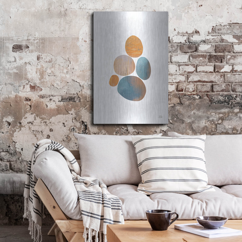 «Collage Stones 2» par Melissa Averinos, art mural en métal, H 36 po x l 24 po