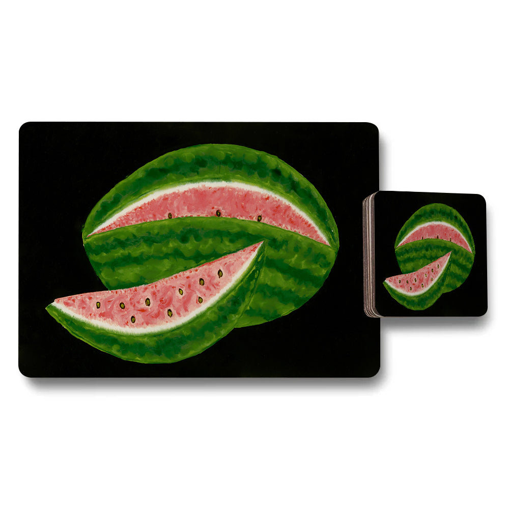 Watermelon Slice Placemats and Coasters Set for Kitchen Dining Table