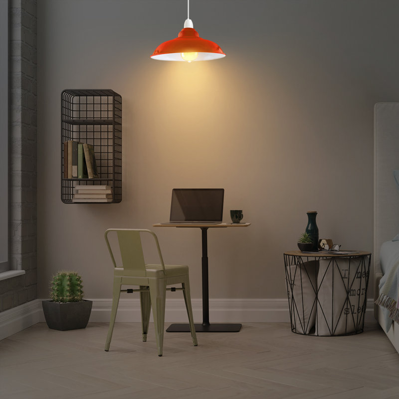 Eutropios 27cm H Metal Bowl Lamp Shade ( Screw On ), Orange