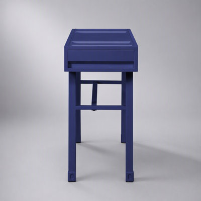 Coiffeuse élégante en métal avec un tiroir, idéale pour les chambres modernes et les espaces compacts, dotée de panneaux encastrés et d'une construction durable.