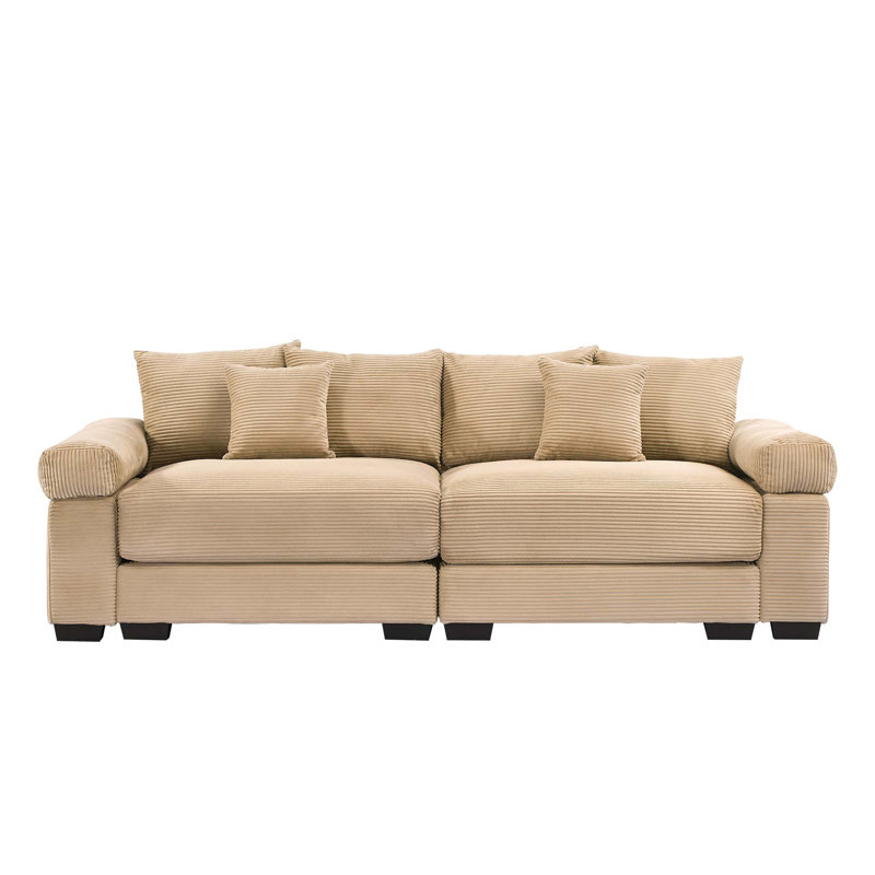 Coussin modulaire surdimensionné de 92 po avec accoudoirs extra larges en velours côtelé modulaire Cloud, Chameau