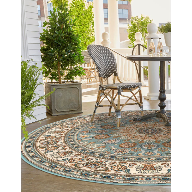 Tapis traditionnel bleu Tollefson, Rond 3 pi 3 po